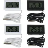 BOJACK 4-teiliges Kühlschrank-Thermometer, Digitales Thermometer LCD mit Wasserdichter Sonde für Kühlschrank, Gefrierschrank, Aquarium(2 Stück Schwarz und 2 Weiß)