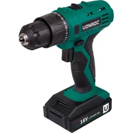 VONROC Akku-Bohrmaschine 16V Inkl. 1.5Ah Akku, Schnellladegerät, 2 Schraubbits