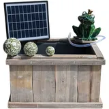 Storm's Gartenzaubereien Miniteich Komplettset - Keramik Wasserspeier Froschkönig - Solarpumpe mit Akku - Laufzeit ohne Sonne 4 bis 5 Stunden