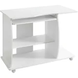 KADIMA DESIGN Computertisch GRASSE rollbar 90 x 71 x 50 cm mit Tastaturauszug, Laptop Tisch auf feststellbaren Rollen, PC-Tisch mit Drucker-Ablage