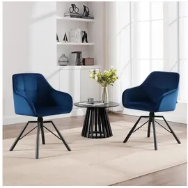 Woltu Esszimmerstuhl Samt blau 2er Set