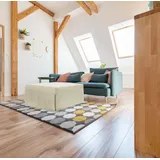 Talamo Italia - Ancilla Klappbett, Hocker, der in ein Einzelbett umgewandelt werden kann, Stoffhocker für das Wohnzimmer, 100 % Made in Italy, 80 x 80 x 45 cm, Creme