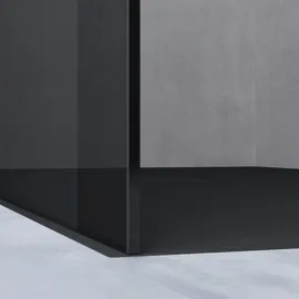 doporro Luxus Duschwand für Dusche Duschabtrennung 140x200cm Schwarz Walk-In Dusche 10mm ESG-Sicherheitsglas vollgrau inkl. Nanobeschichtung Bremen02VG