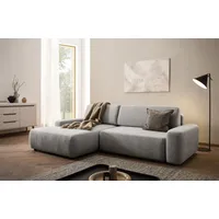 Home affaire Ecksofa TORGE (264cm), Schlafsofa in Cord, Samtvelours o Struktur fein, L-Form, Schlaffunktion, Bettkasten, Liegefläche: 125/210 cm grau
