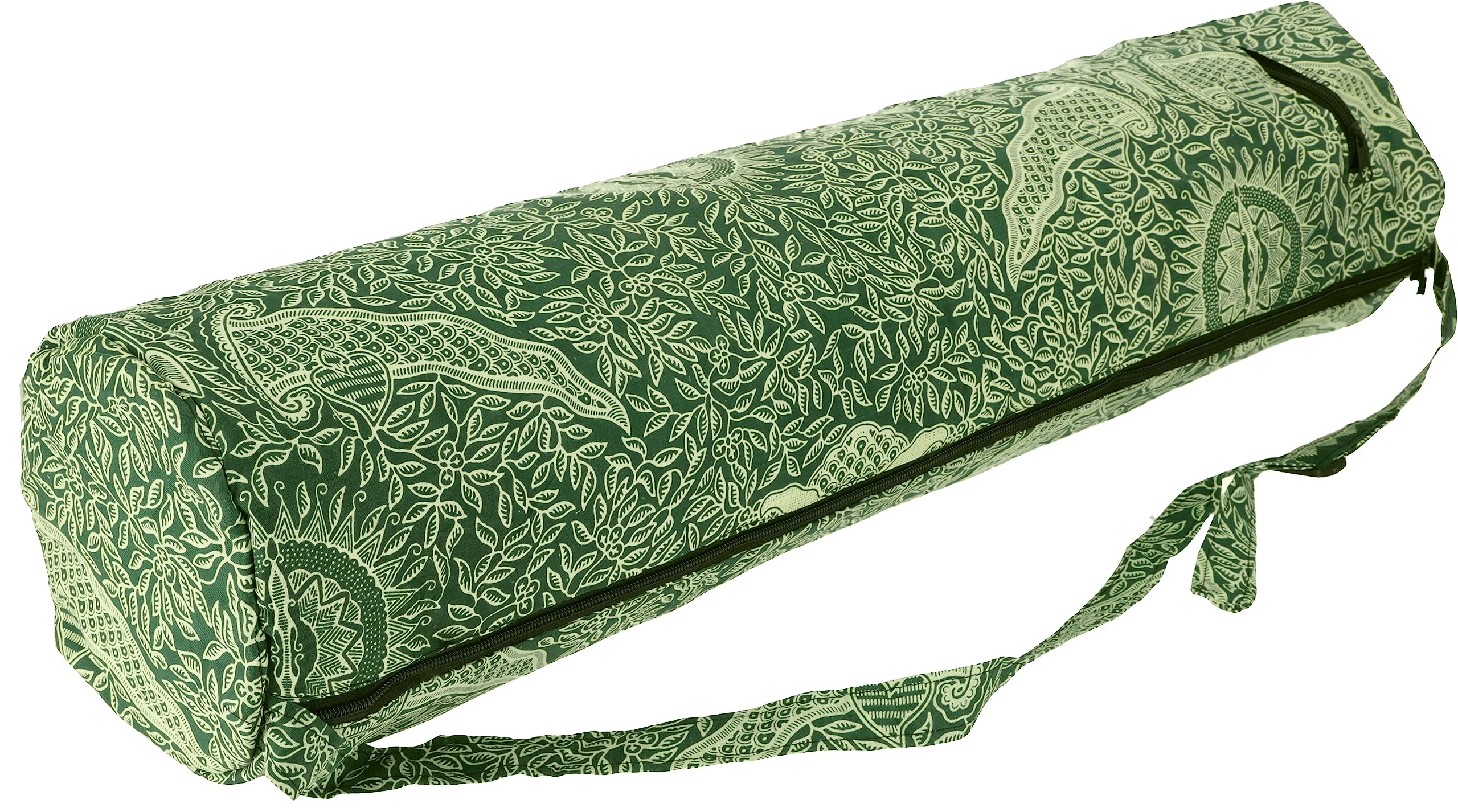 GURU SHOP Yogamatten-Tasche Indonesische Batik - Grün, Herren/Damen, Baumwolle, Size:One Size, 65x20x20 cm, Taschen für Yogamatten - Einheitsgröße