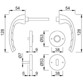 HOPPE Rosettengarnitur Tôkyô 1710/42KV/42KVS F1 Alu Natur