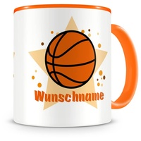 Samunshi® Kindertasse mit Namen Tasse Basketball Personalisierte Tasse mit Namen Kinder Kinderbecher mit Namen Kindergarten orange 300ml