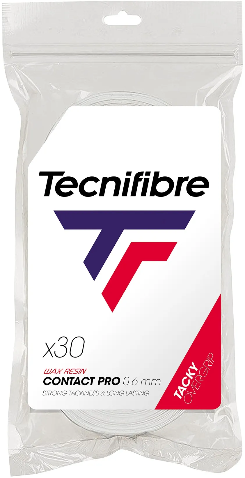 Tecnifibre Overgrip Contact Pro 0.6mm (Griffigkeit) weiss - 30er Clip-Beutel