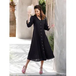 Trachtenkleid CLASSIC BASICS "Trachtenkleid", Damen, Gr. 42, Normalgrößen, schwarz, Web, 100% Polyester, unifarben, wadenlang, V-Ausschnitt, 3/4-Ärmel, Kleider
