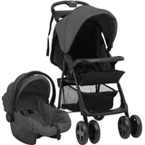 vidaXL 3-in-1 Kinderwagen dunkelgrau und schwarz 10390