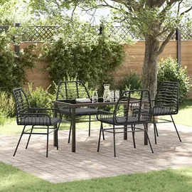 vidaXL Garten Essgruppe 5 pcs Schwarz Poly-Rattan