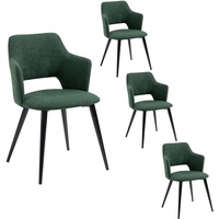 MEUBLE COSY Esszimmerstühle 4er Set Küchenstuhl Polsterstuhl mit Armlehne Sessel aus Stoff Wohnzimmerstuhl Metallbeine