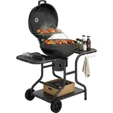 Holzkohlegrill Bbq Smoker Mit Seitentischen Deckel Thermometer Räder 129 X 63,5 X 106,5 Cm