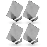 BESTLIVINGS Selbstklebende Wandhaken ( Raute - 4er Set Silber aus Edelstahl für Schlafzimmer, Wand, Badezimmer Rostfrei Aufhänger Bilderhaken ohne Bohren