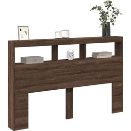vidaXL LED-Kopfteil mit Ablage Braun Eichen-Optik 160x17x102 cm