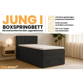 Deine Möbel 24 Boxspringbett 100 x 200 cm H3 Grau