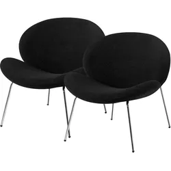 Polsterstuhl KAYOOM "Stuhl Jaden 125 2er-Set, im angesagten Stoff mit dem Kräusel-Effekt", schwarz (schwarz, silber), B:73,5cm H:76cm T:75cm, 100% Polyester-Bouclu00e9, Sperrholz, Schaumstoff Gestell:100% Eisen, Stühle, Ästhetisch minimalistisches Design, Bouclé Stoff, breites Sitzen