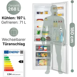 Bomann KG 7353 Kühl-Gefrierkombination (268 l, 1800 mm hoch, Weiß)