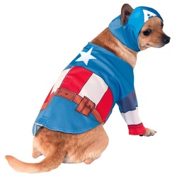 Rubie ́s Hundekostüm Captain America Hundekostüm, Tierisch gut drauf: Superheldenkostüm für den Hund blau L