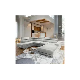 masseno Ecksofa SIENA Velours 5-Sitzer Grau