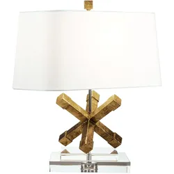 Tischlampe Jackson Square mit 1 Licht, Antik-Gold mit cremefarbenem Schirm - GN-JACKSON-SQUARE-TL