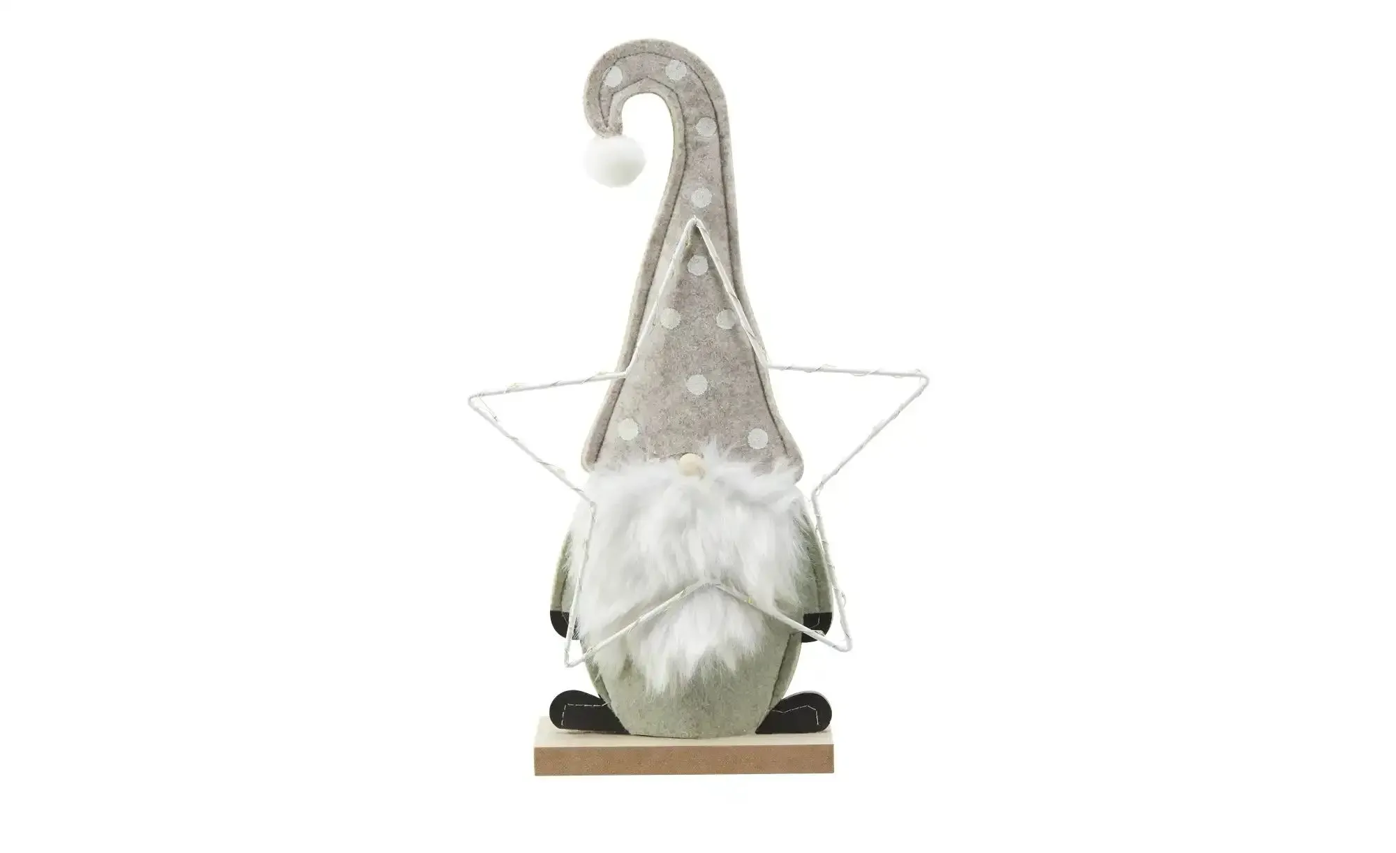 HOME STORY Figur Weihnachtsmann mit LED Stern   , grün , Metall,Holzwerkstoff , Maße (cm): B: 23 H: 36 T: 6.0