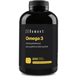 Omega 3, 1000mg Fischöl Kapseln mit 350 mg EPA & 250 mg DHA pro Portion | Essentielle Omega 3 Öl Fettsäuren hochdosiert, Nachhaltiger Fischfang | Zenement