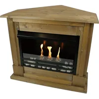 Gelkamin Ethanolkamin Kaminofen Eckkamin Apollo inkl. Zubehör Set + Sicherheitsglas - Eiche