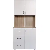 Hti-Living Küchenschrank Weiß/Sonoma Blanca 80 x 180 x 40 cm Weiß