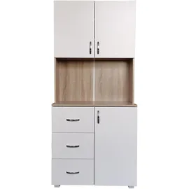 Hti-Living Küchenschrank Weiß/Sonoma Blanca 80 x 180 x 40 cm Weiß