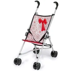 Puppenwägelchen Reig – Rot, Weiß, mit Regenschirm und Prinzessin-Design
