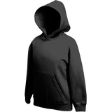 Fruit of the Loom KIDS PREMIUM HOODED SWEAT - UNISEX Kinder Kapuzen Sweatshirt, schwarz, 140