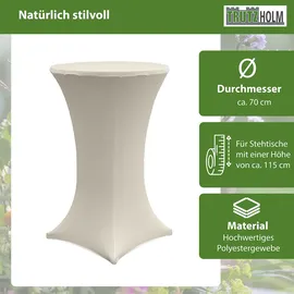 Baumarktplus 2x Stehtischhusse Stretch 70 cm beige Tischdecke Husse Bistrotisch Partytisch