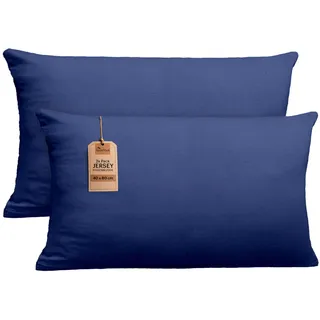 NatureMark 2er Set Jersey Kissenbezüge – Elastisch, weich, atmungsaktiv und hautfreundlich – Waschbare Kissenhülle - 40x80 – Navy Blau