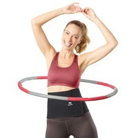 NAJATO Sports Hula Hoop Reifen Erwachsene – Wahlweise mit Bauchweggürtel – Hula Hoop Reifen für Deine Traumfigur – Hula Hoop 1,20 kg inkl. EBook (Rot + Grau & Bauchweggürtel)