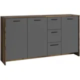 byLiving BEN Sideboard Breite 153, cm Old-Wood-Optik, anthrazit