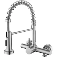 Tondiy Wasserhahn Wand mit 3/4 Zoll Anschluss für Geschirrspüler/Waschmaschine, Küchenarmatur Wandmontage mit 2 Strahlarten aus Edelstahl, Wandarmatur Küche mit Flexibler Auslauf, Matt