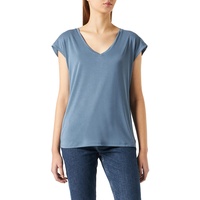 Vero Moda Damen T-Shirt Basic V-Neck Top Oberteil Tief Angesetzte Schultern VMFILLI Blau XS