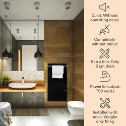Klarstein Hot Spot Crystal Spotless Smart Infrarotheizung 59x112cm 750W App-Steuerung Schwarz