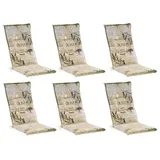 GO-DE Stuhlauflagen Hochlehner 6er Set GARDOLI, Beige - Grün - Hochlehner - Olive - 6er Set