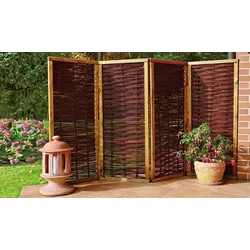 Sichtschutz Paravent - Raumteiler aus Weide für Garten und Terrasse mit Kiefernrahmen