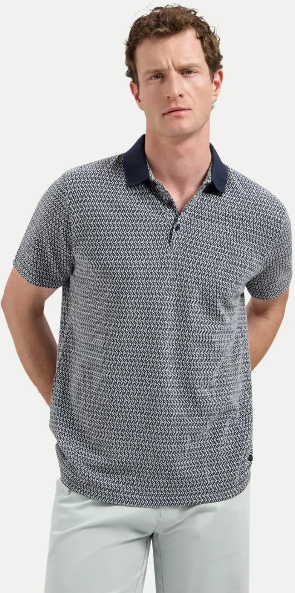 Gestricktes Poloshirt Blau XL
