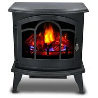 Alpina Vicenza Elektrokamin mit Heizung – Elektroheizung 2000W - Kaminofen mit Heizung, Fernbedienung und Timer - Elektroherd mit LED-Flammen - Freistehend - Schwarz,