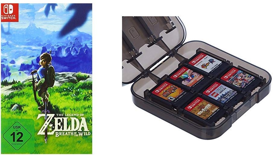 The Legend of Zelda: Breath of the Wild [Nintendo Switch] & Amazon Basics - Aufbewahrungsbox f√or Spiele der Nintendo Switch - Schwarz