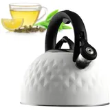 Kadax Wasserkessel aus Edelstahl, Emaillekessel mit Griff, Weiß 2,5 L)