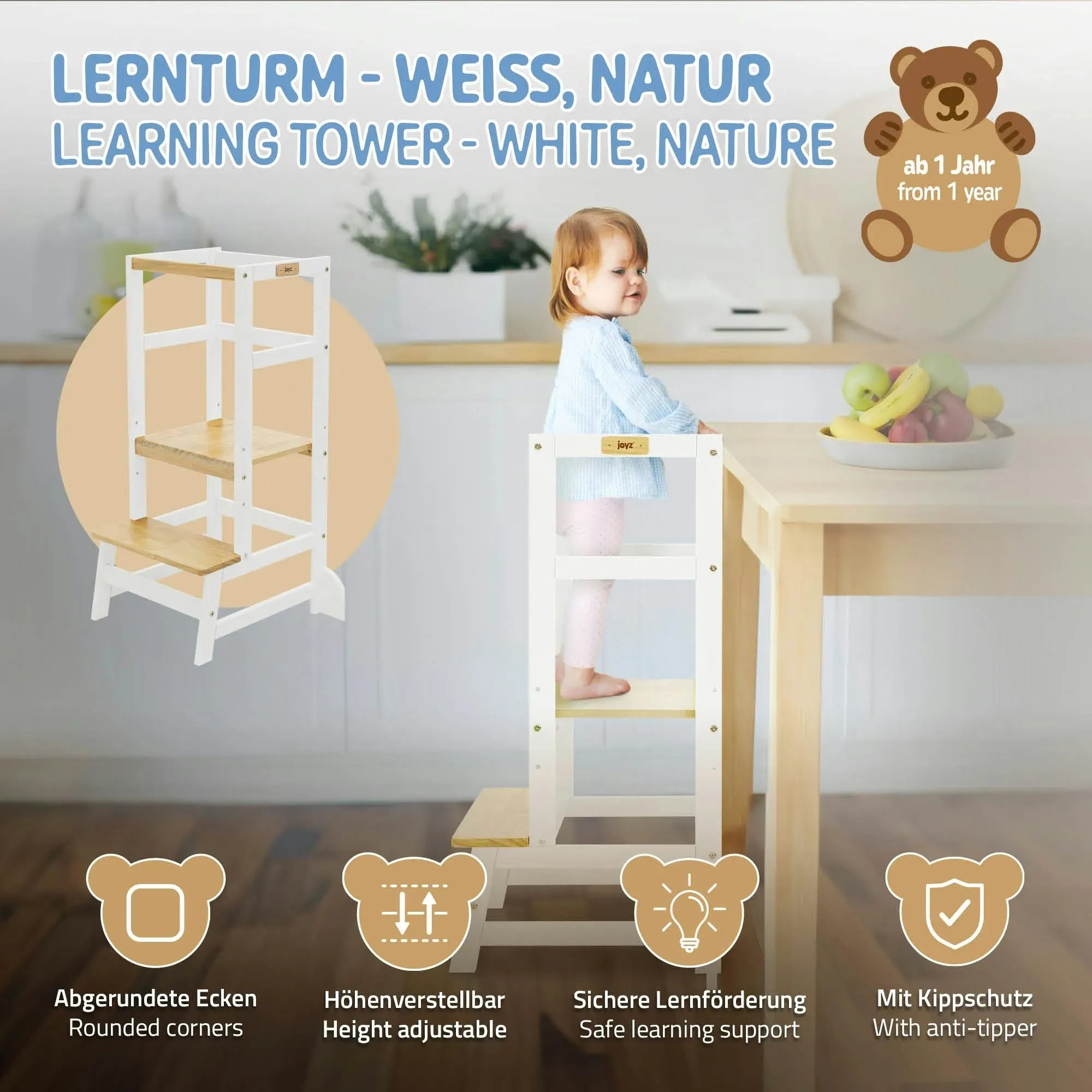 Joyz Lernturm Lernhocker Kinderstuhl Lernstuhl Kindertritt Hochstuhl Montessori