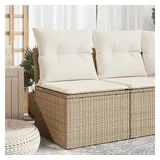 vidaXL Gartensessel ohne Armlehnen mit Kissen Beige Poly Rattan