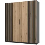 masseno Drehtürenschrank Cagliari 200 x 239 x 61,9 cm Schwarz