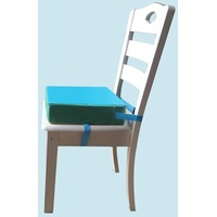 Sitzerhöhung Stuhl, Sitzerhöhung mit 2 Sicherheitsschnalle, Sitzerhöhung Stuhl Kind 32x32x8 cm Wasserfest,Tragbar Sitzkissen Kinder, Bequemes Kindersitz Boostersitze für Esstisch (Blau Grün)