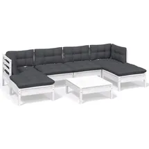 vidaXL Garten-Lounge-Set 7-tlg. weiß Kiefernholz